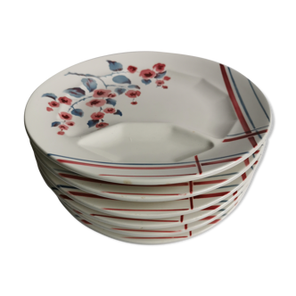 Ensemble de 6 assiettes Digoin Sarreguemines Cytise