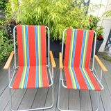 Pair of vintage folding camping chairs