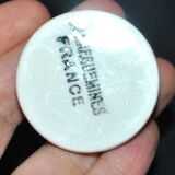 Vintage red egg cup with white polka dots in Sarreguemines earthenware H6.5cm