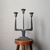 3-arm chandelier, ironwork, brutalist design, handmade