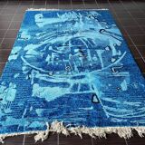 Extraordinary handmade art abstract design wool carpet in style of Kybal, 1960s