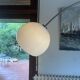 Large vintage Italian arc floor lamp – 1970s – Marble, chrome, and opaline diffuser