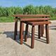 Vintage oak 3 nesting tables brutalist high legs