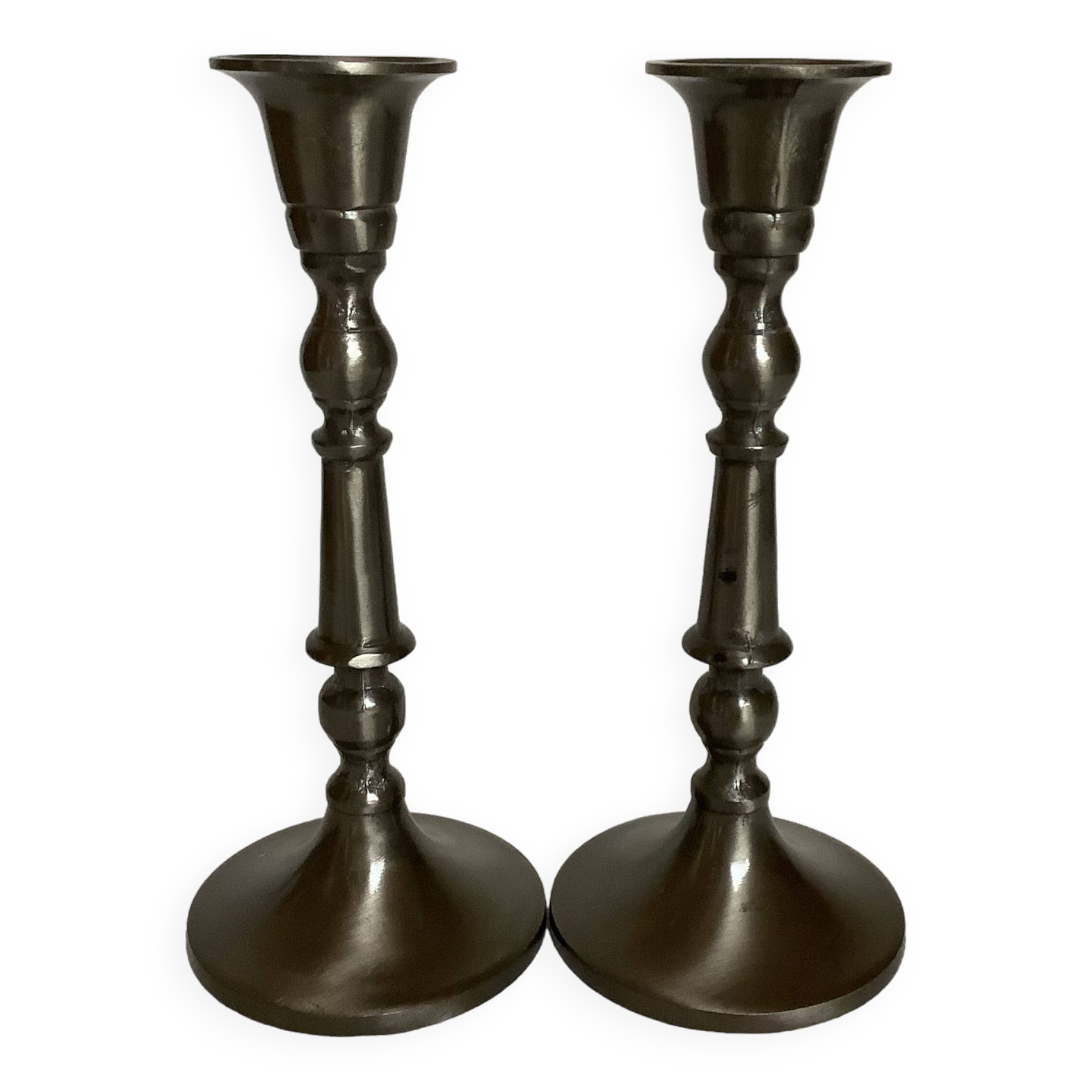 Pair of metal candlesticks