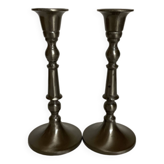 Pair of metal candlesticks