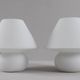 Set of 2 mushroom lamps, opal glass, Glashütte Limburg, Germany, 1970s