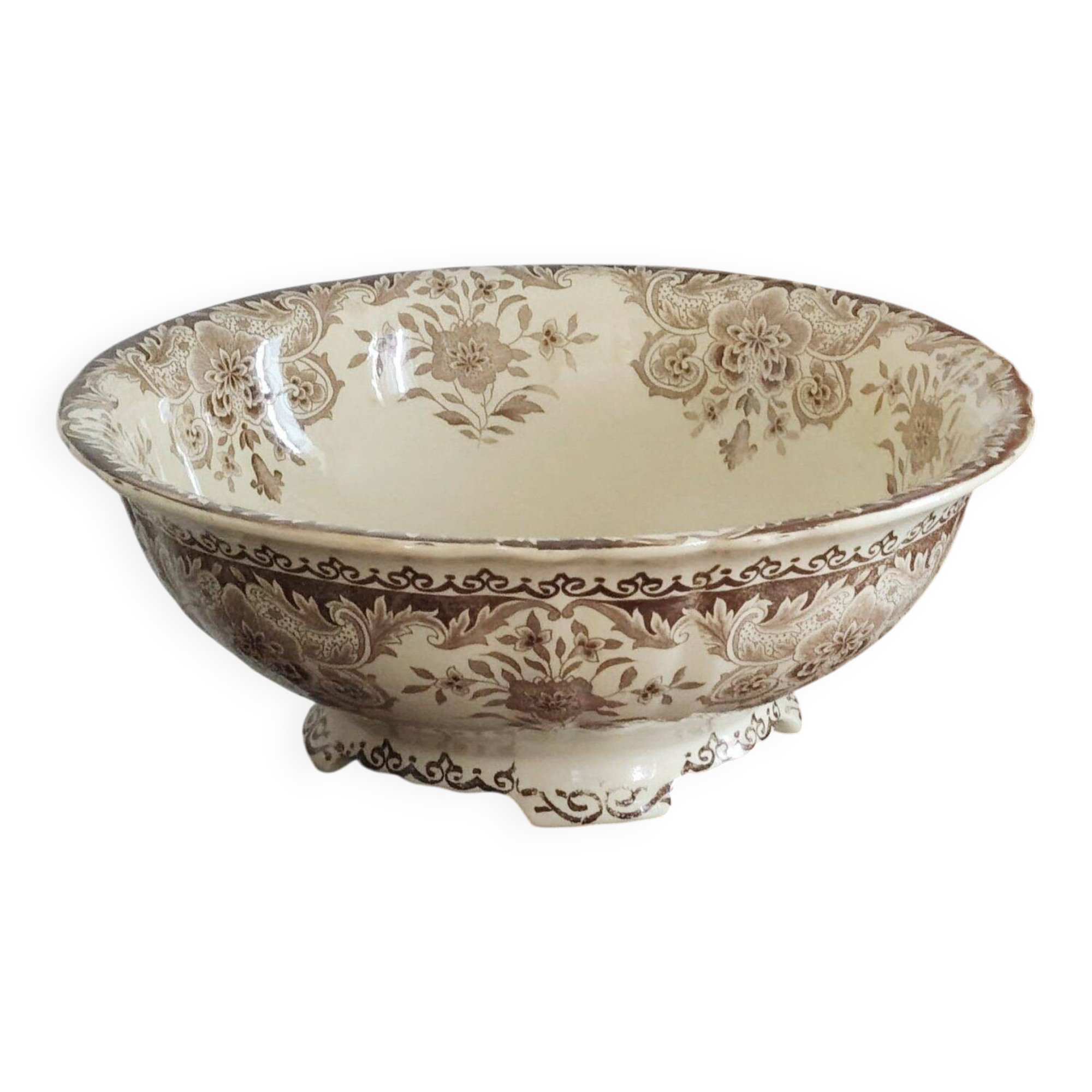 Large antique ironstone salad bowl, BFK Belgium