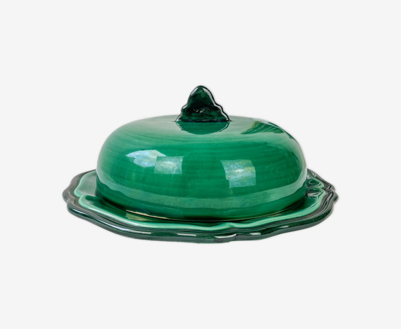 Bell and top in green ceramic Cerenne Vallauris 1950