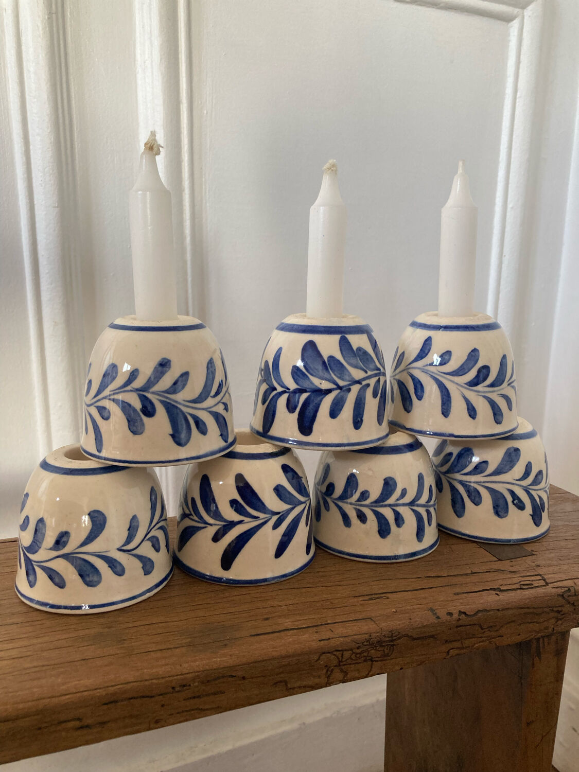 Set of 7 ceramic candle holders
