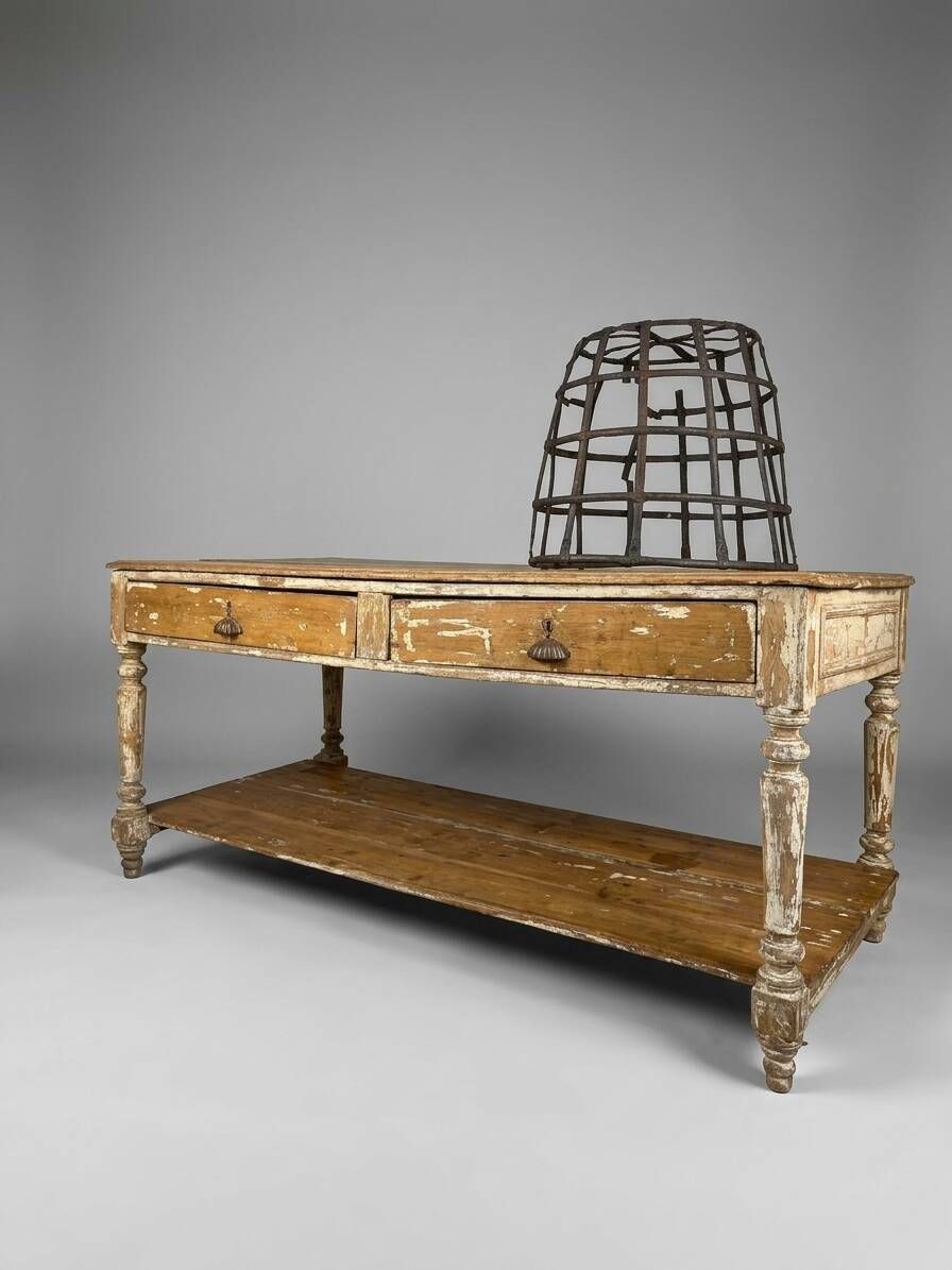 Antique wooden draper's counter