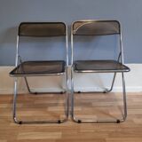 Plexi folding chairs smoked brown and chrome metal structure