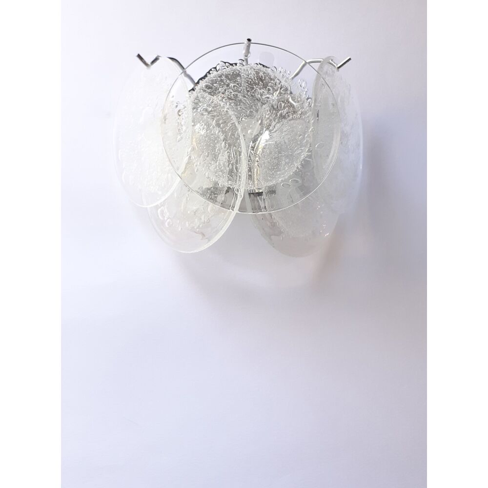 Transparent and pulegoso “disks” murano glass wall sconce