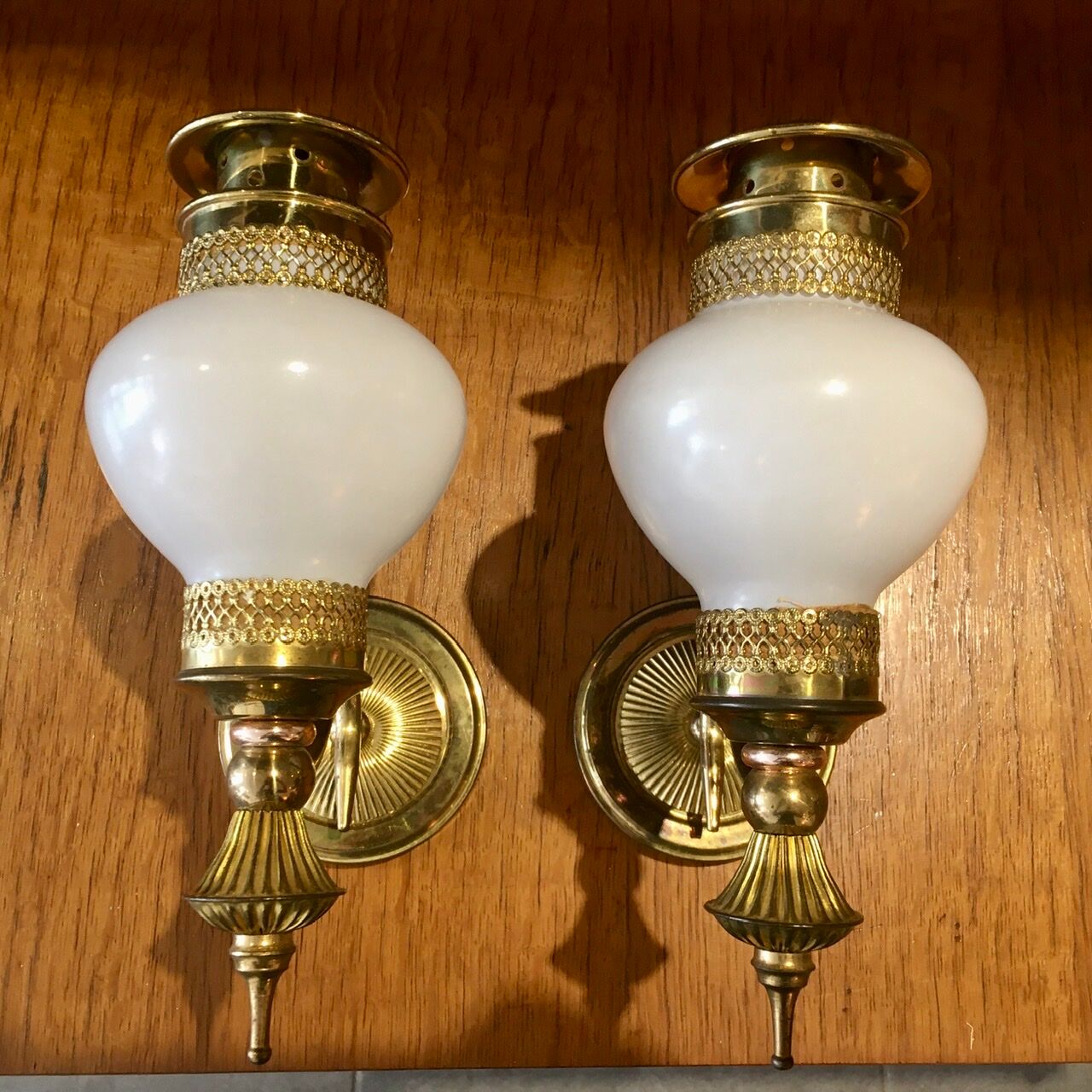 Pair of brass sconces