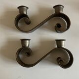 Pair of corrugated wrought iron candlesticks 1950