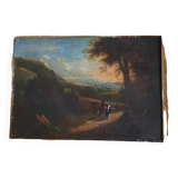 HST "The flight into Egypt, landscape at setting sun" by Hermann van Swanevelt (1600-1655)