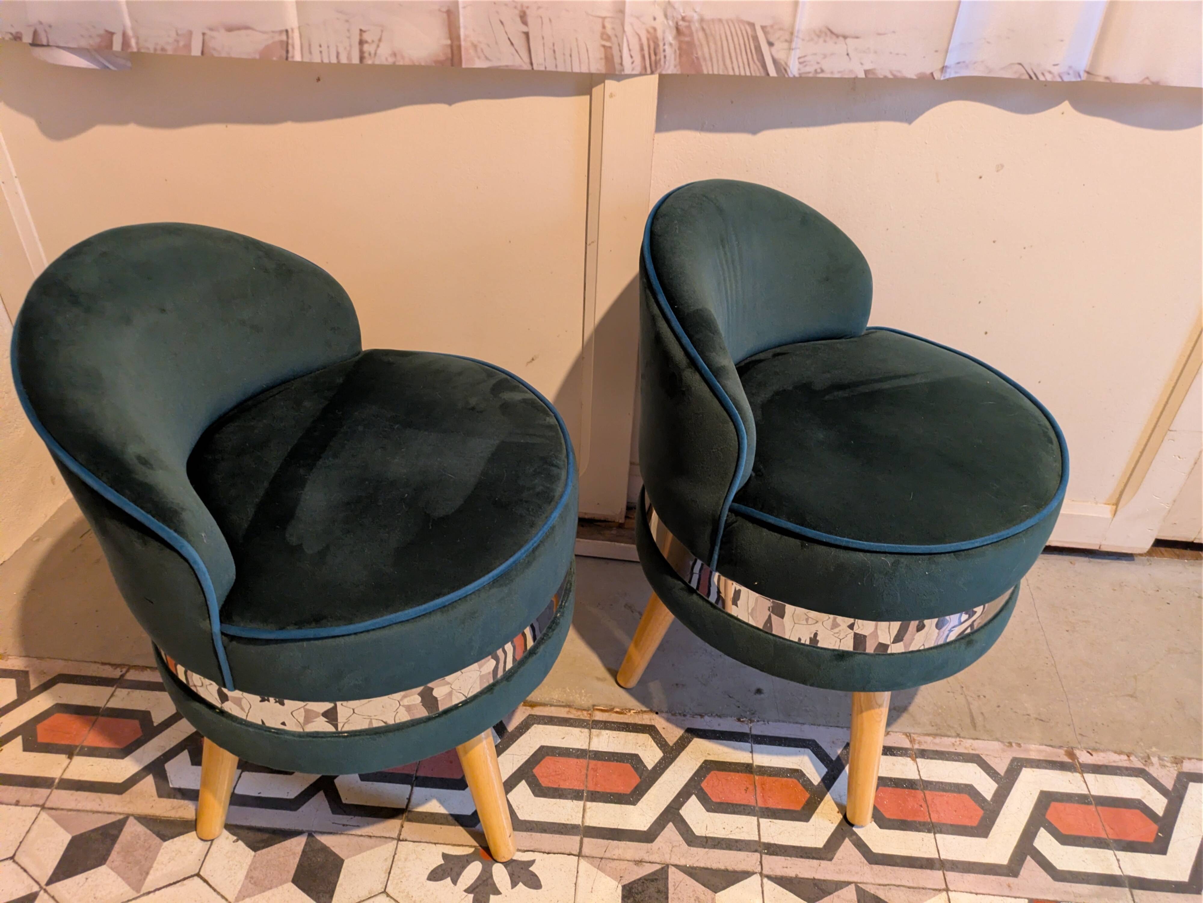 MINI CHAIRS in wood and velvet