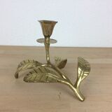 Candle holder flower leaves in golden brass