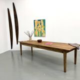 XXL solid walnut table with tapered legs