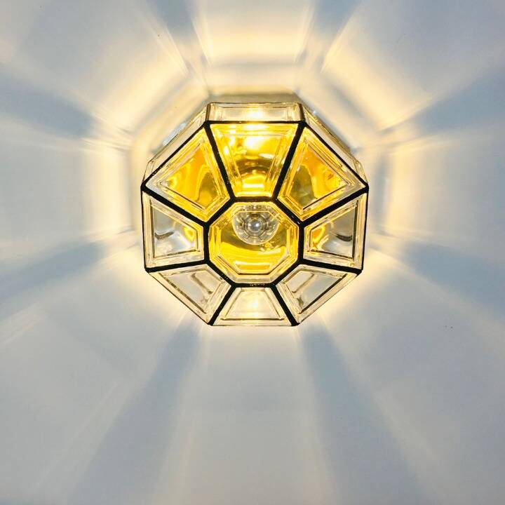 Mid-Century Glass & Iron Flush Mount/Ceiling Light from Limburg, Germany, 1960s