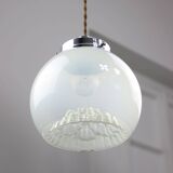 Mid-Century Italian Chrome and Murano Glass Pendant Lamp