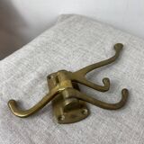 Three-pronged folding brass coat hook