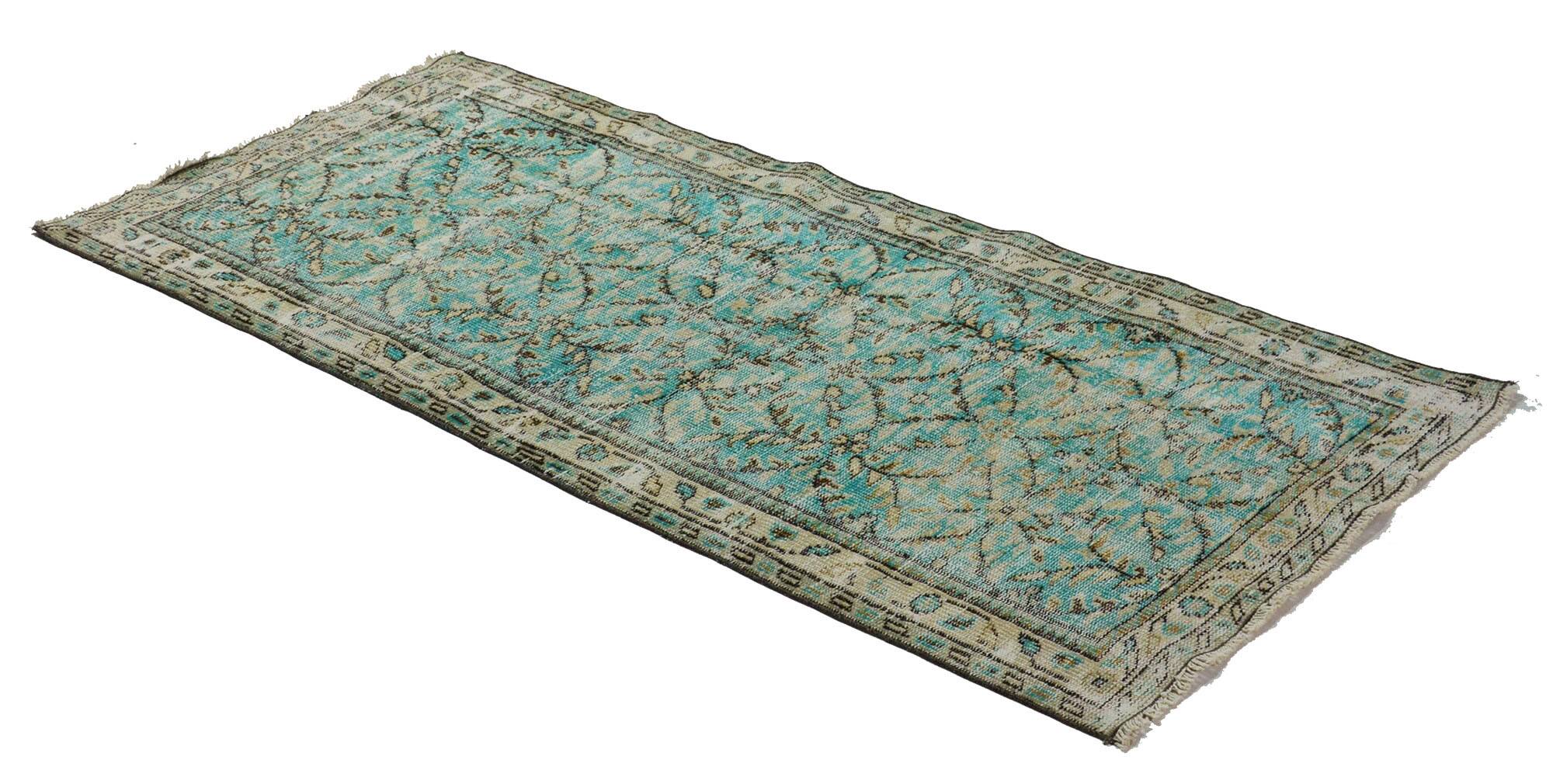 Turkish Anatolian Handmade Vintage Area Rug 200 cm x 95 cm