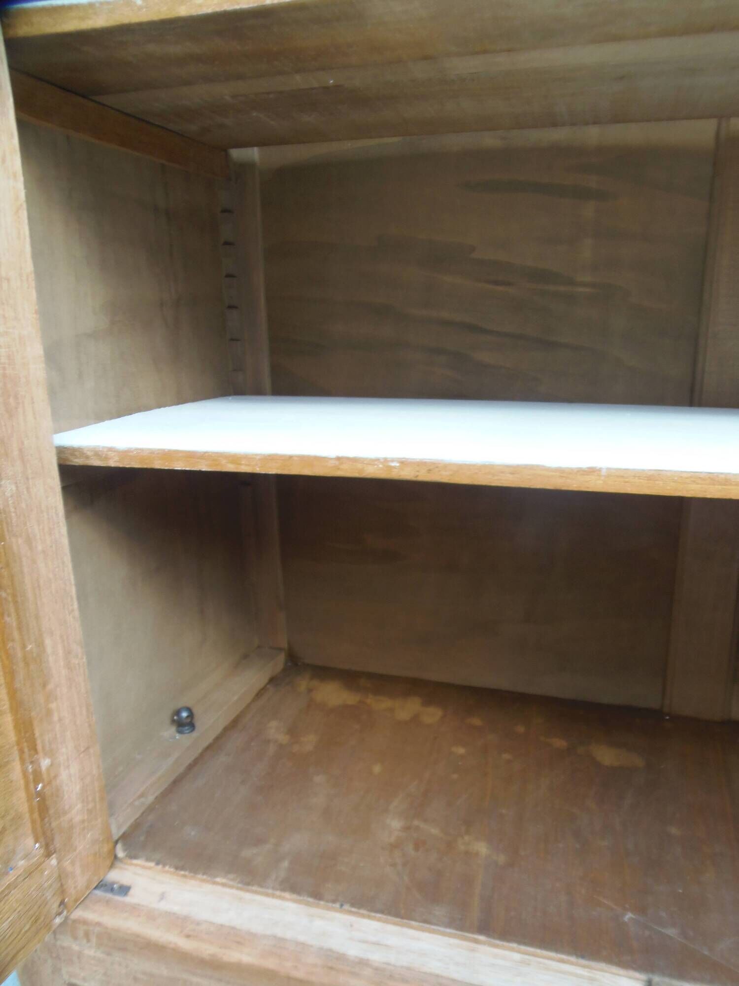 Charming vintage display cabinet from the 1950s in natural wood.