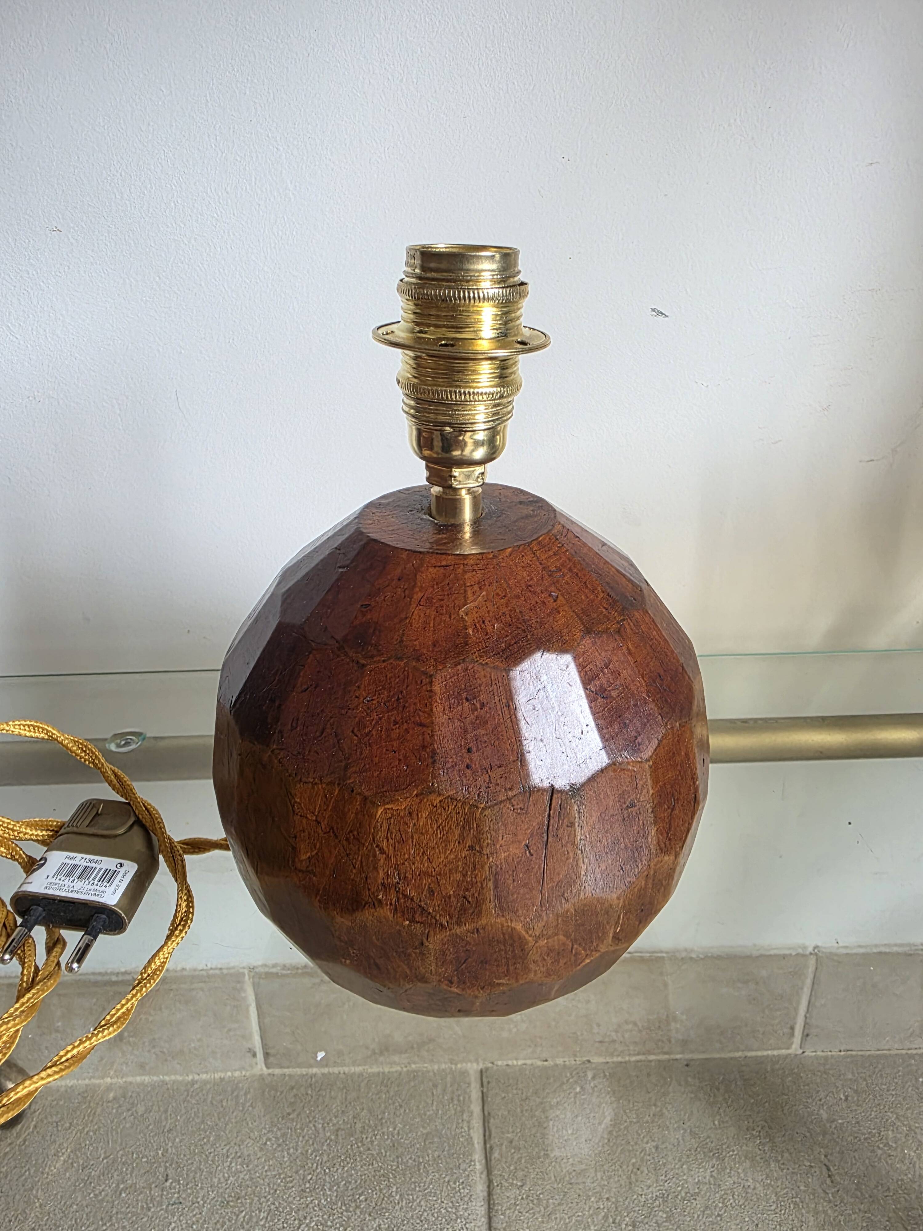 70's wooden ball lamp stands