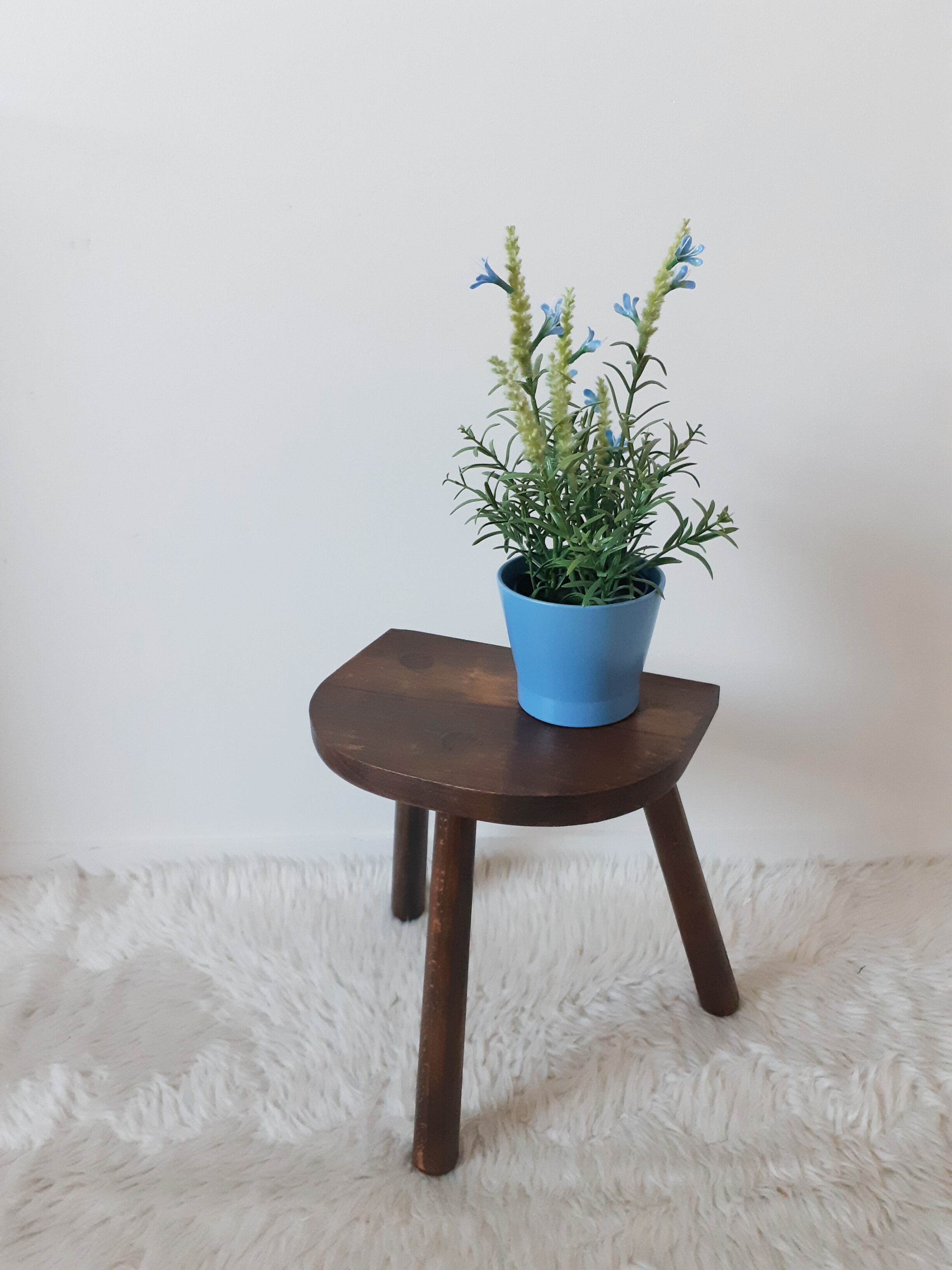 Vintage milking stool , wooden, tripod , 50s