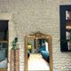 Mirror 153/101cm Louis-Philippe with pediment and pearl gold leaf.