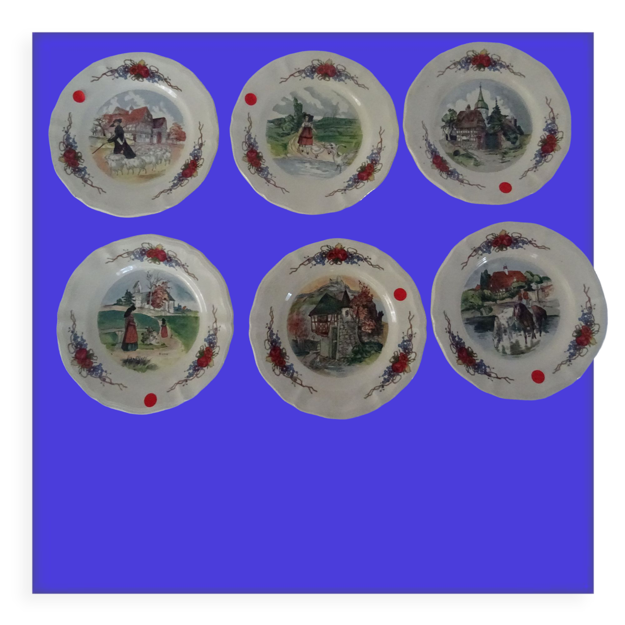 6 dessert plates LOUX Obernai 557112 sarreguemines