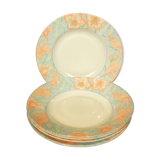 Set of 6 Arcopal hollow plates decorated with stylized birds