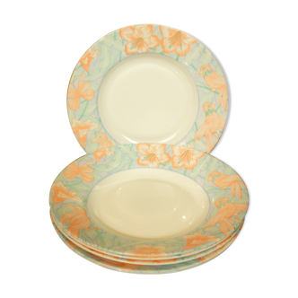 Set de 6 assiettes creuses Arcopal à décor d'oiseaux stylisés