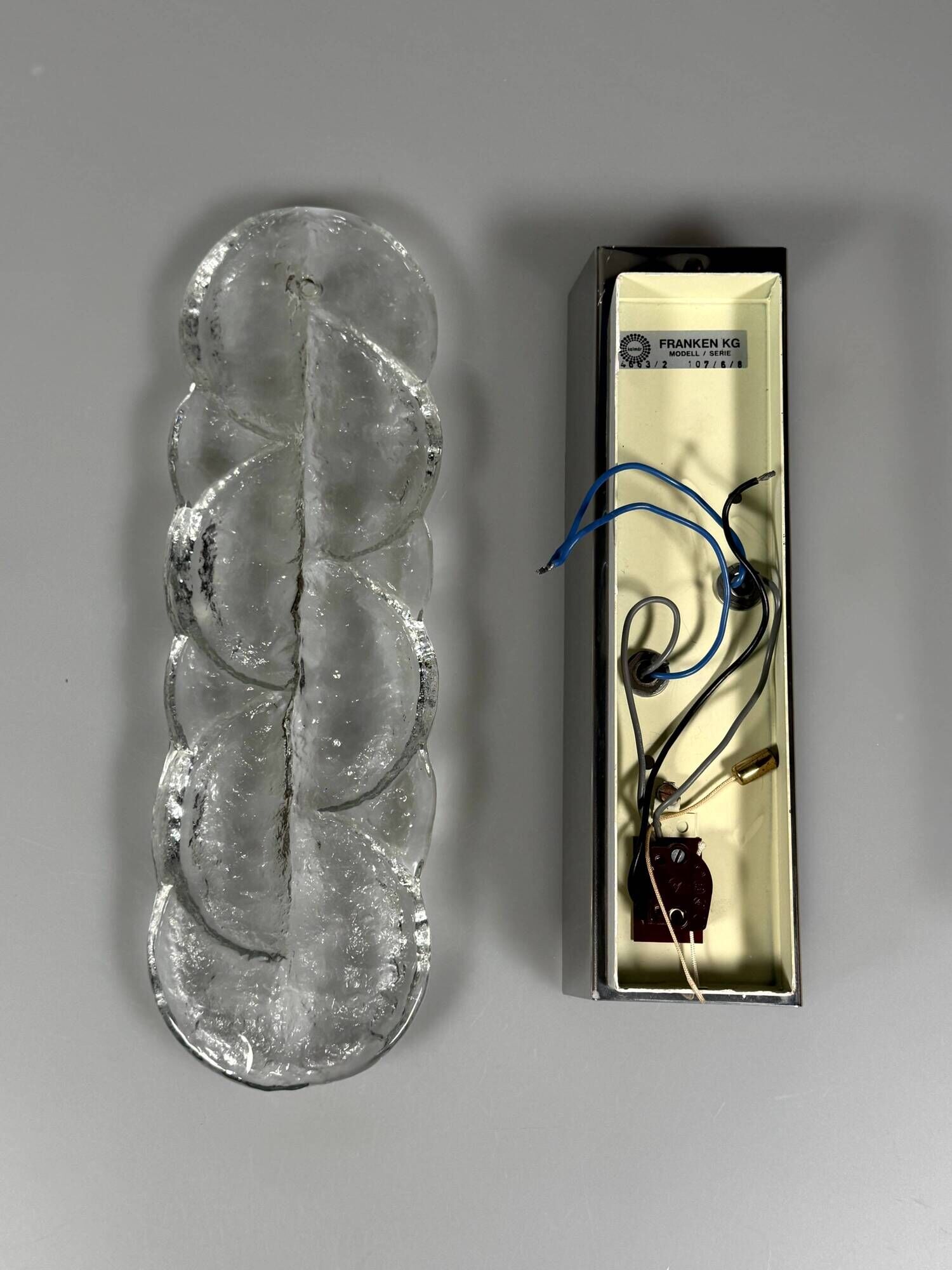 1960s 1970s Ice Glass Wall Sconce by J.T. Kalmar Franken KG Austria