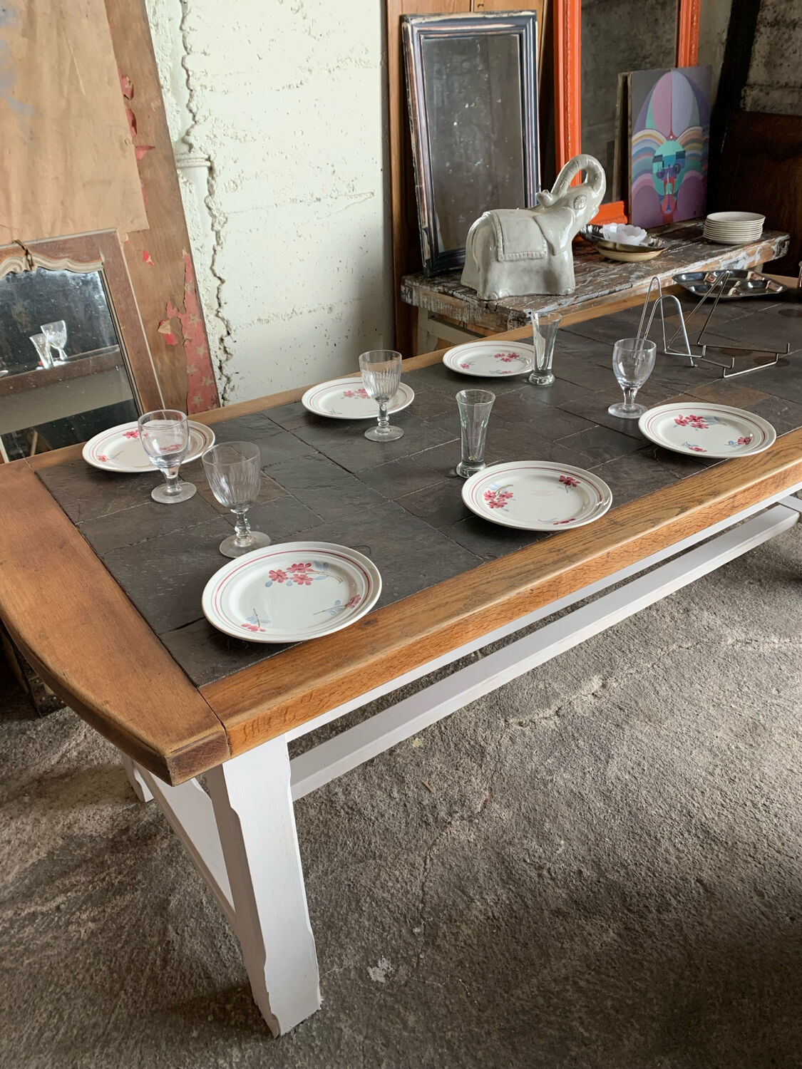 6 vintage floral ceramic dinner plates – retro country style