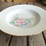 Porcelain service dish by Limoges france nenuphar rose decoration
