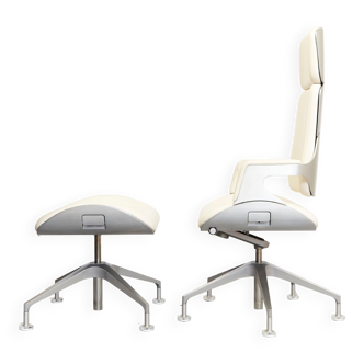 Hadi Teherani Office Chair Silver 362S & Stool 100S for Interstuhl