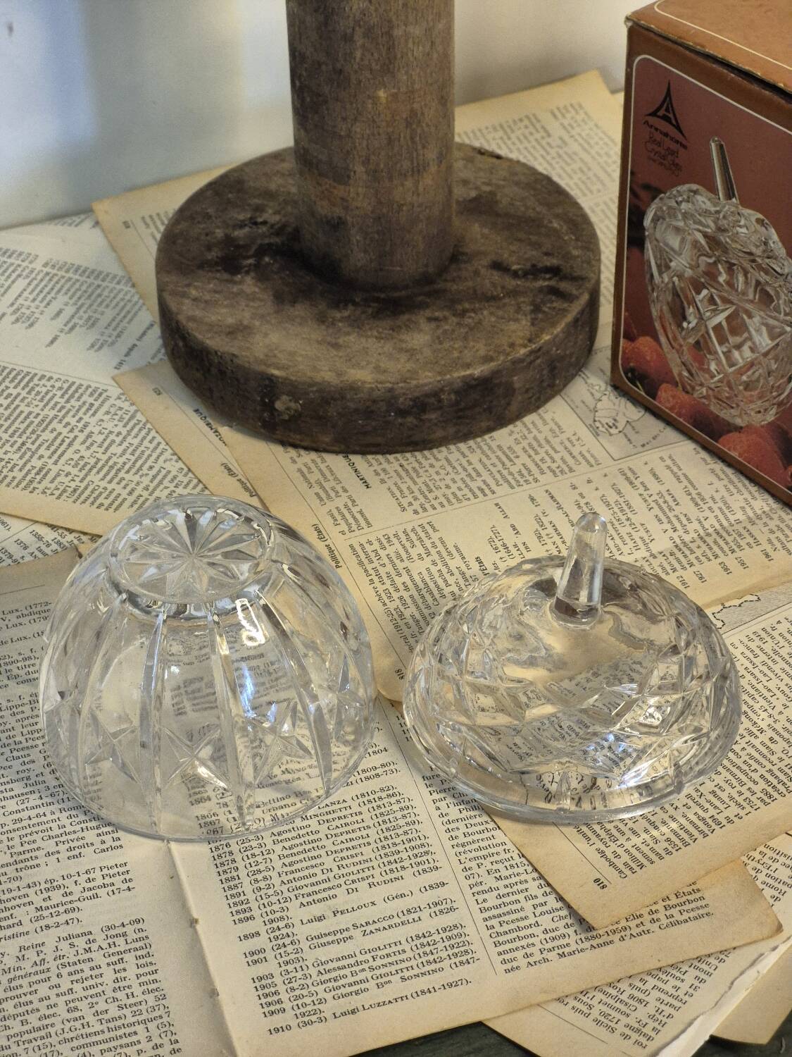 Vintage crystal apple candy box