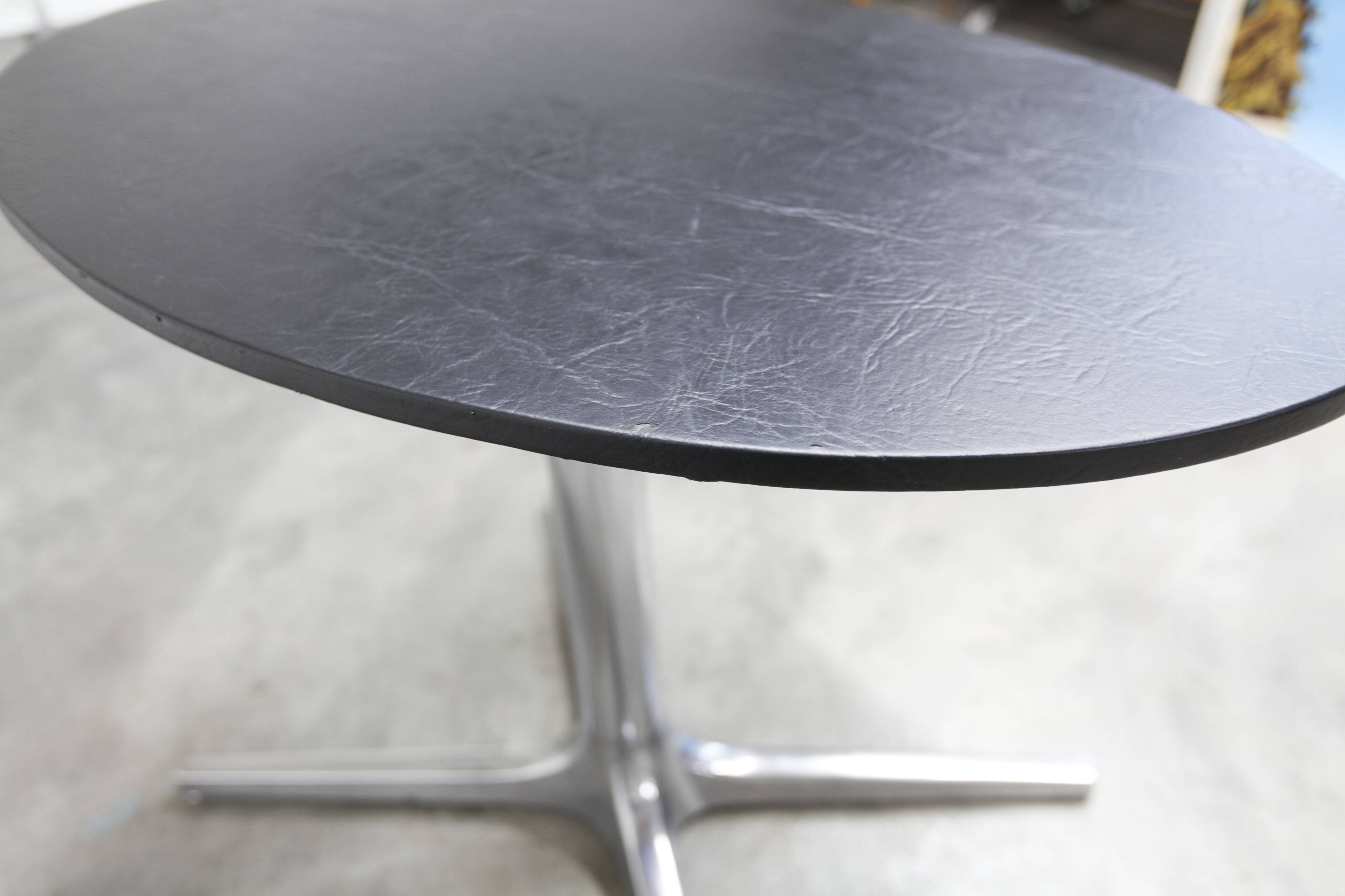 Roche Bobois oval table 1970 smoked glass chrome legs 152x117 cm