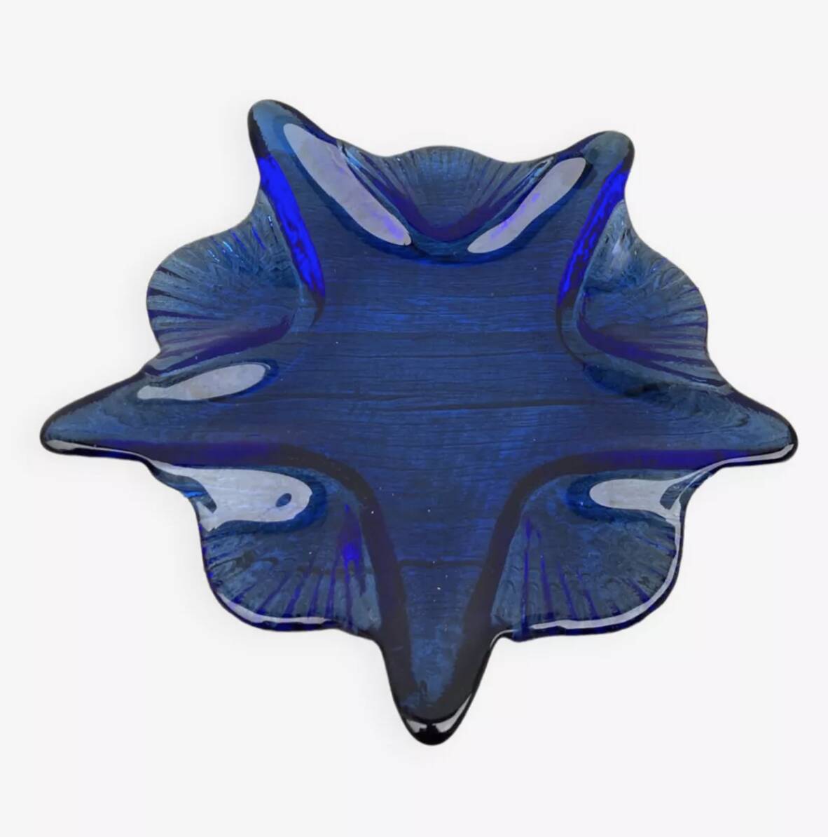 Blue glass star dish