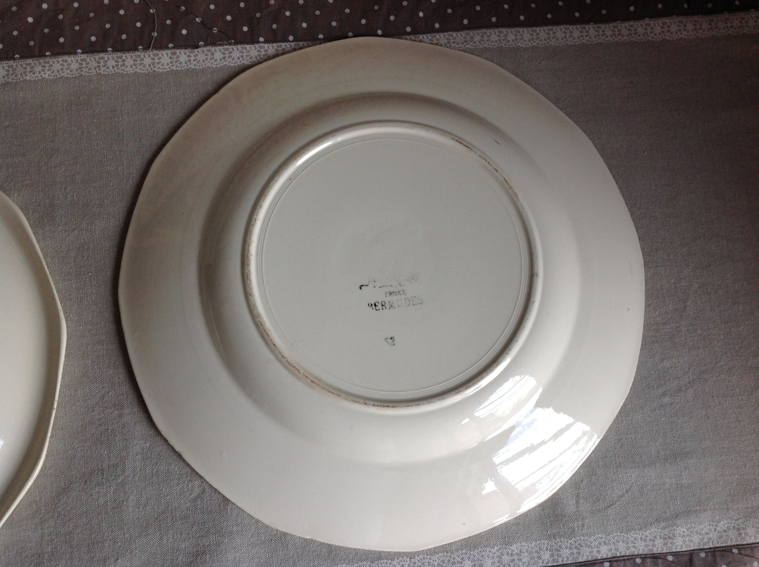 Two round dishes Sarreguemines decor Bermuda/vintage years 50-60