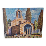 Vintage Provençal painting on canvas