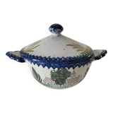 Earthenware bowl with lid from Charolles, village decoration.
