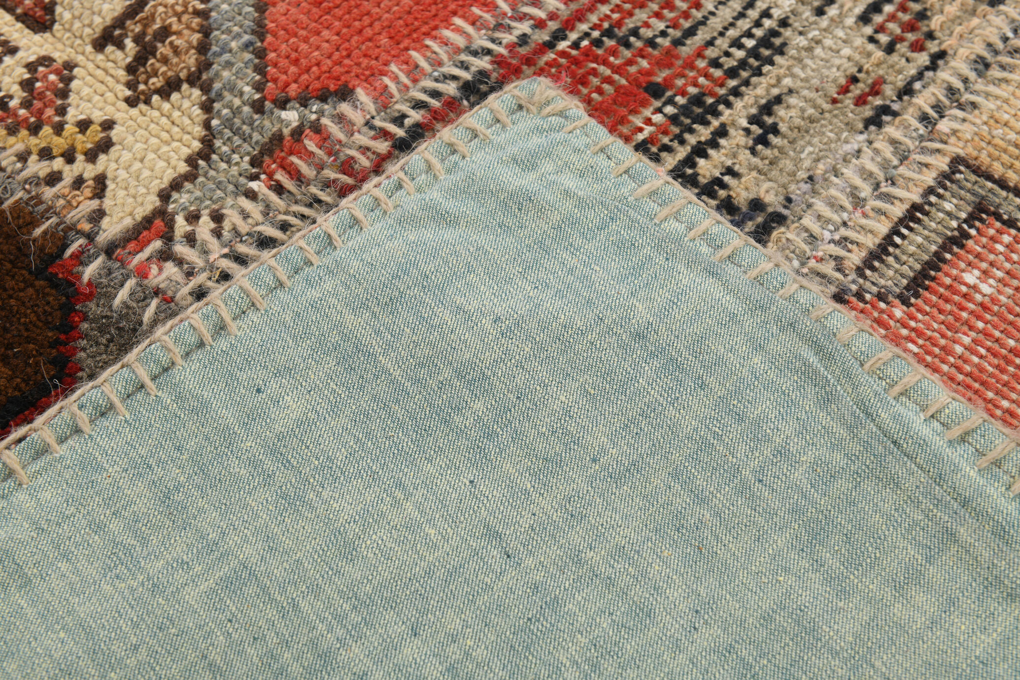 5x8 Neutral Red Beige Oushak Patchwork Rug 245x168Cm