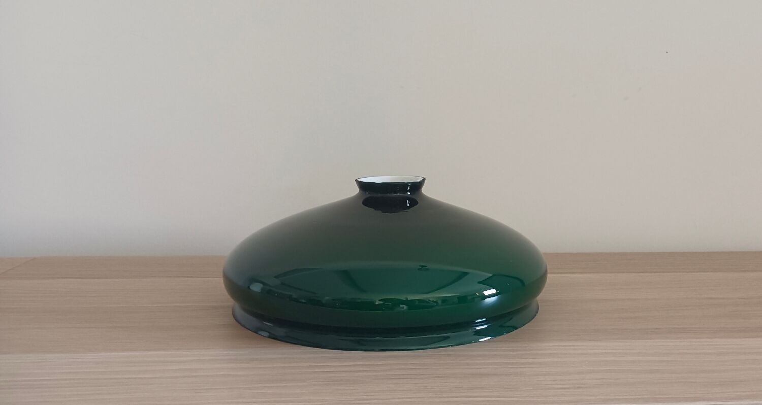 Vintage suspension lamp in emerald green opaline
