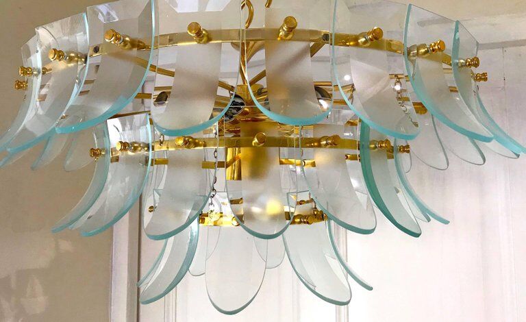 Lustre en verre Fontana Arte 1970