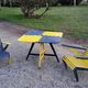 Garden furniture of the 50s coffee table + 2 armchairs compass legs