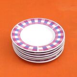 6 small porcelain plates with checkerboard decor