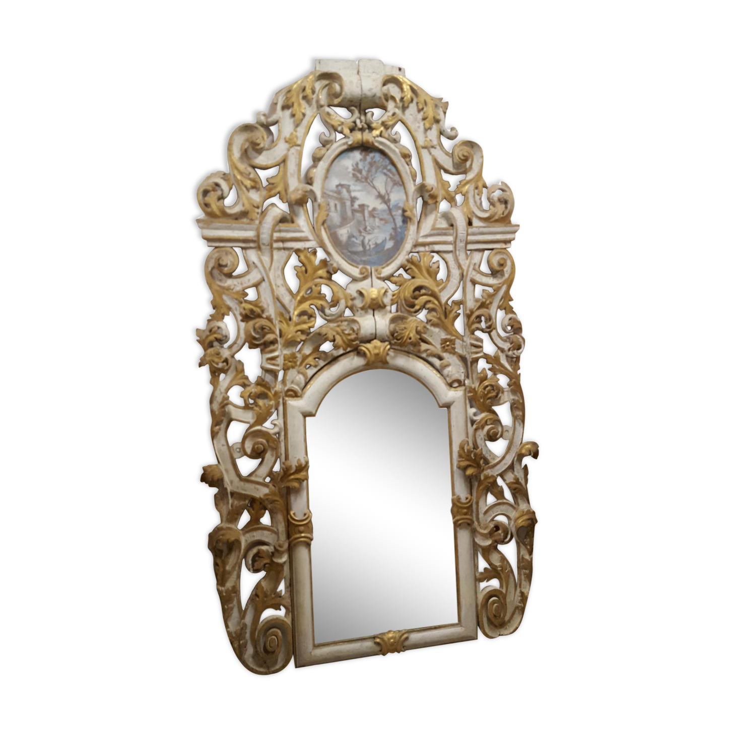 Monumental trumeau in lacquered and gilded carved wood end of the 17th century