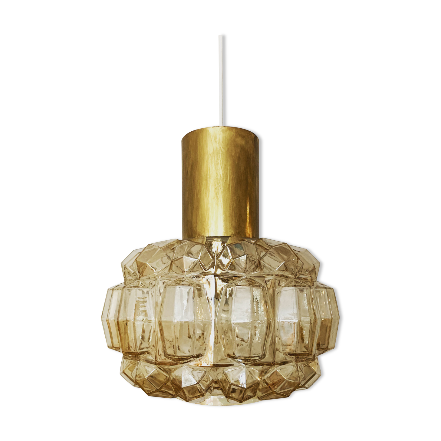 Glass pendant lamp by Glashütte Limburg